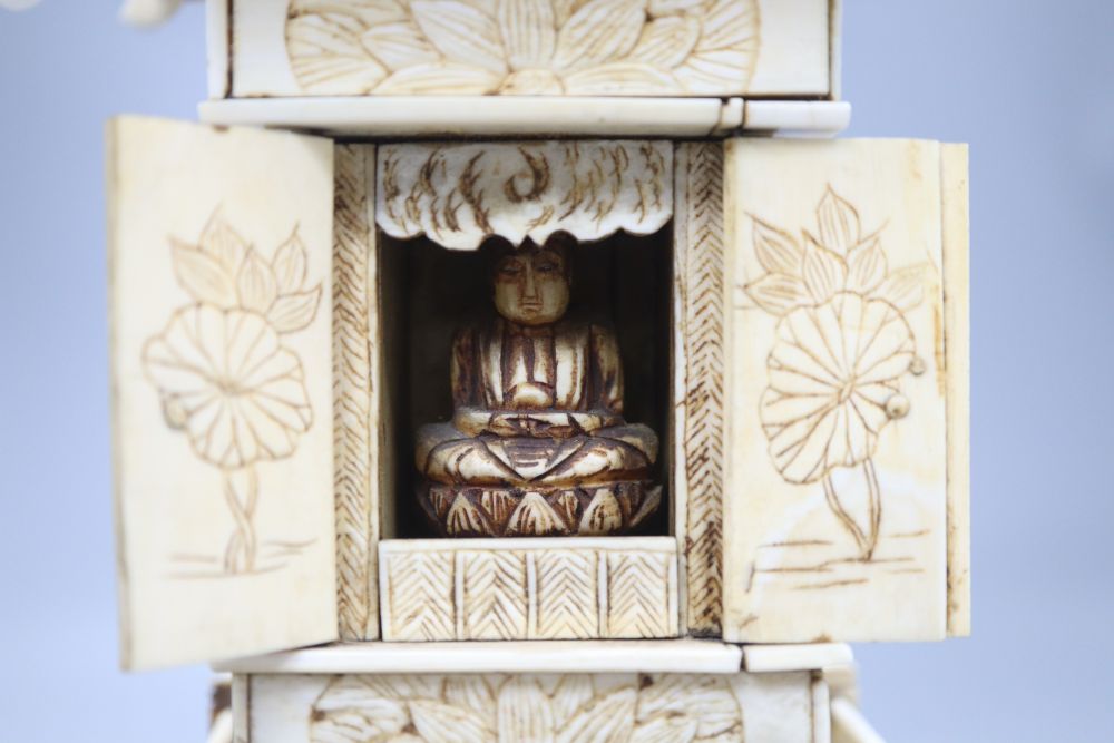 A carved ivory pergoda, height 29cm